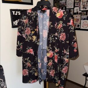 ASOS Curve Black and Red Floral Kimono